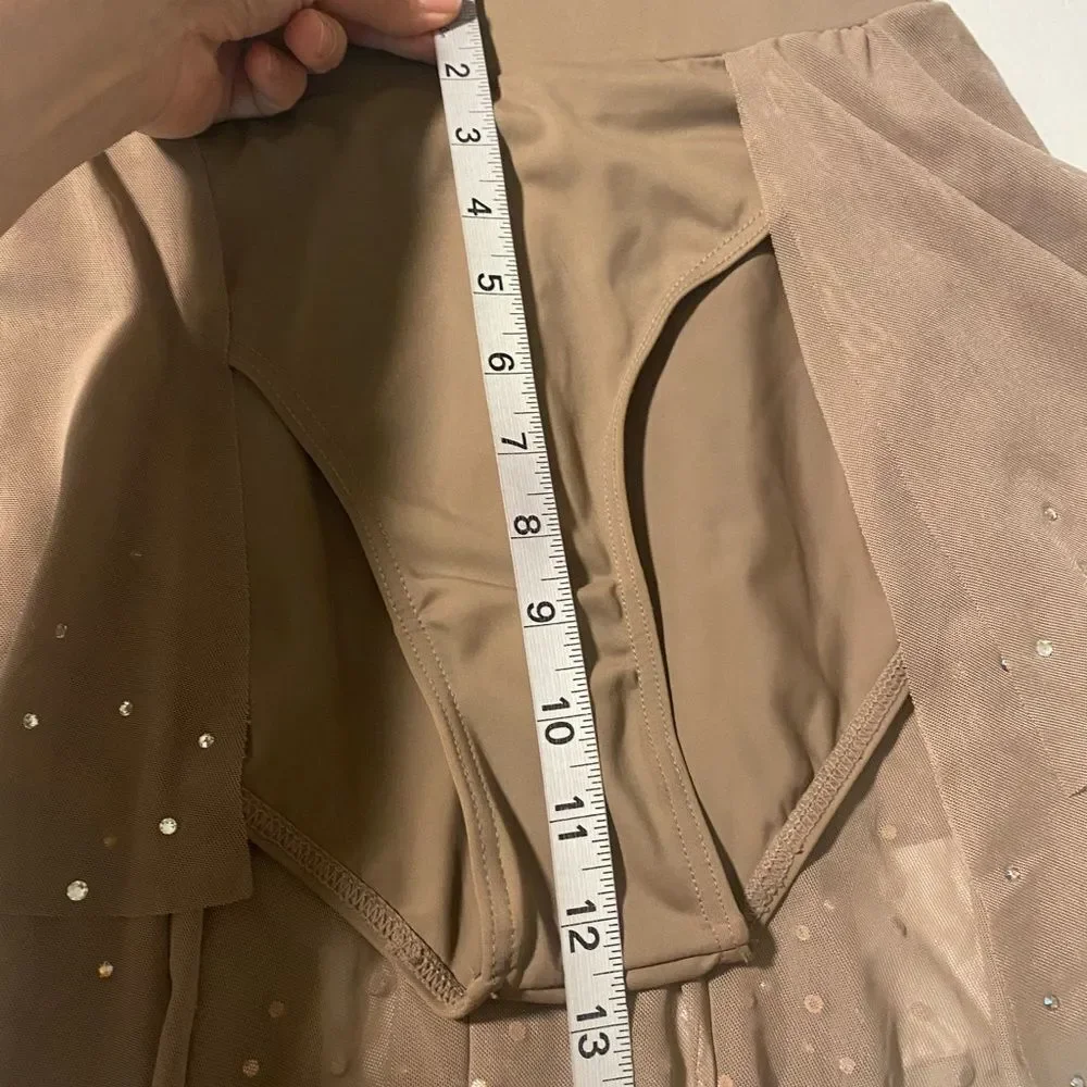 Weissman Ivy Sky Swarovski crystal solo dance taupe 2 piece S10710 S10715 SA MA